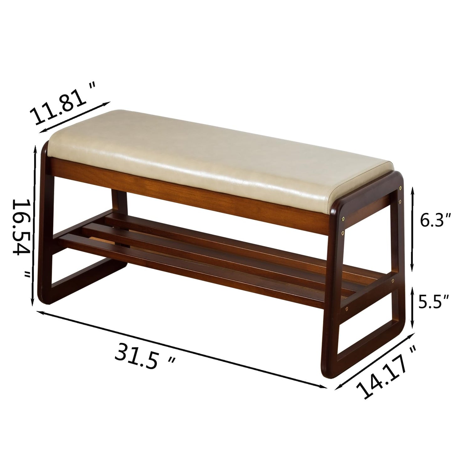 SOBIBO Solid Wood Shoe Bench, 2-Tier Entryway Bench with Cushion and Flip-Open Storage Box, Mid-Century Modern Shoe Bench Rack for Hallway, Mudroom(Gray, 31.5'')