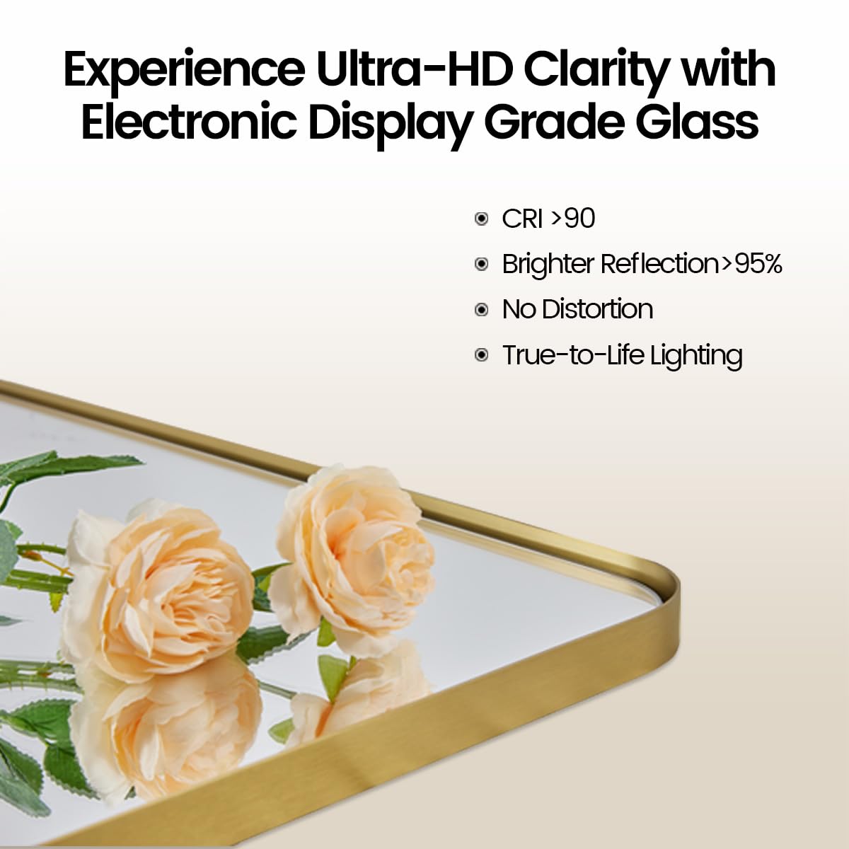 MOON MIRROR Gold Brass Pivot Rounded Rectangle Bathroom Mirror, Brushed Gold Tilt Mirror, Overall 32.33 x 36 in (Mirror 28x 36 in)