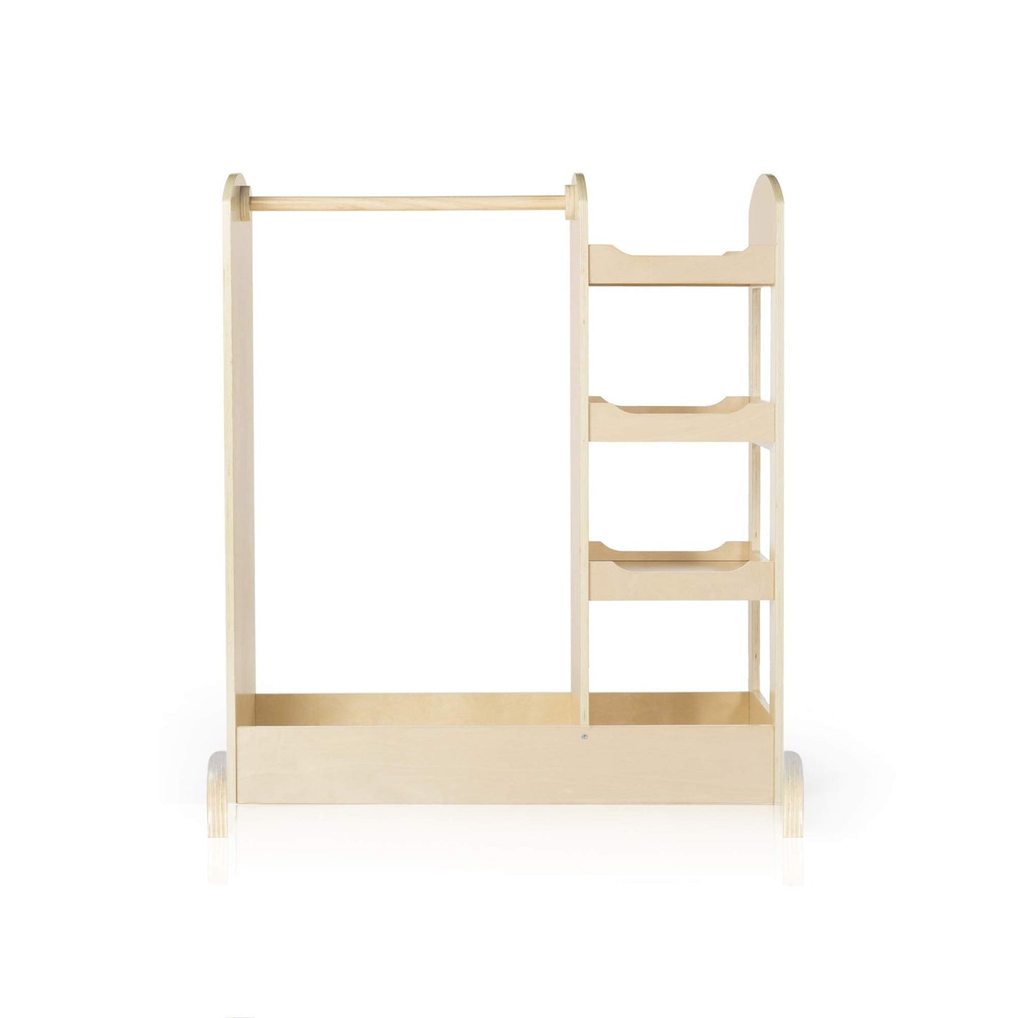 Guidecraft See and Store Dress-up Center – Natural: Armoire for Kids with Mirror & Shelves, Clothes Rack and Shoe Storage Dresser with Bottom Tray - Toddlers Room Furniture