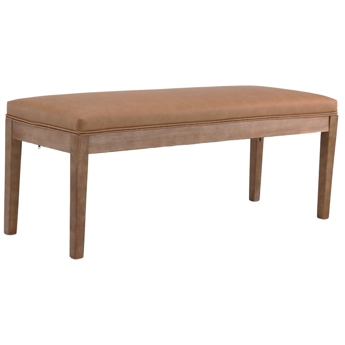 Janoray PU Leather Entryway Bench Farmhouse Dining Benches Upholstered Bedroom Bench Shoe Bench Seat for Hallway Living Room Bedroom End of Bed, 16" D x 45.5" W x 18.75" H, Brown