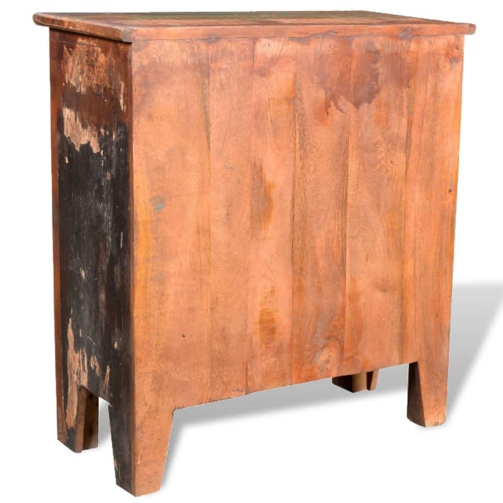 vidaXL Solid Wooden Cabinet with 4 Drawers, Handcrafted from Reclaimed Wood, Ideal for Storage and Decor, Brown, Size: 26" x 12" x 28"