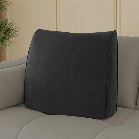Daneey Back Pillow for Sitting in Bed, Back Support Pillow for Couch, Back Pillow for Couch Replacement, Removable Velvet Cover, Black