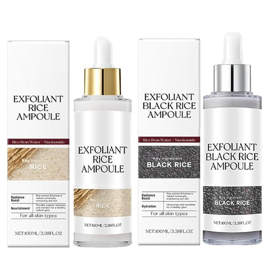 2PCS Peel Shot Glow Rice Ampoule Duo,White & Black Rice Exfoliant,Rice Ampoule Duo Exfoliating Solution,2025 New Black & White Rice Brightening Duo for Glowing Skin | Gentle Peel + Pore Minimizing