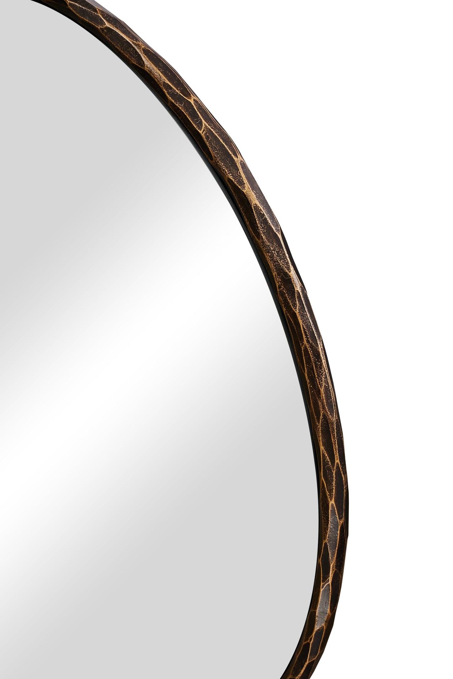 ANDY STAR Hand-Forged Bronze Round Bathroom Mirror, 30 Inch Antique Vanity Circular Mirror, Stainless Steel Rounded Mirrors for Wall Decor, Washroom, Entry, Fireplace