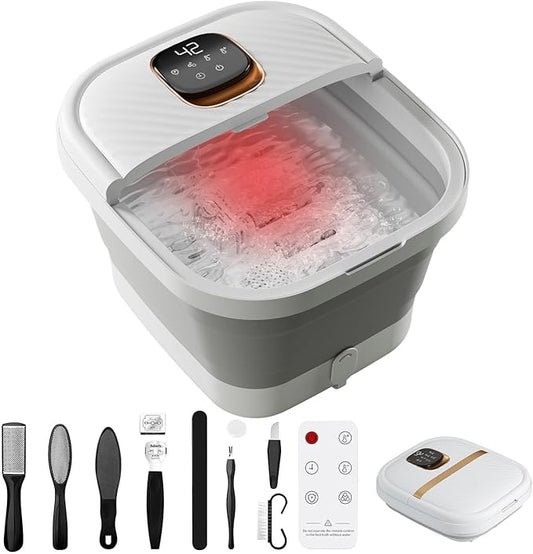 Collapsible Foot Spa with Heat, Touchscreen, Foldable Foot Bath Massager with Temperature Control, Foot Massage Rollers, Pedicure Spa for Home, Office, Relaxation, Gift for Men & Women