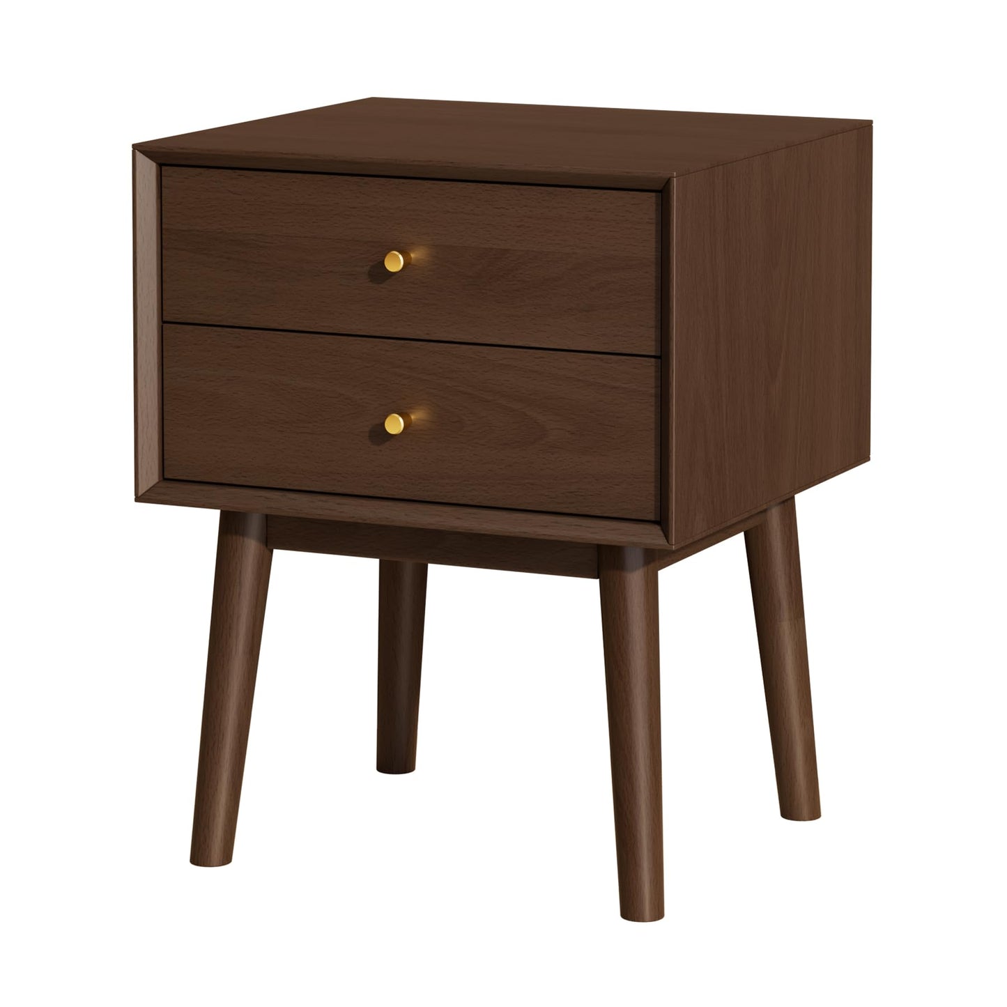 SANXIANHM Mid Century Modern Nightstand, 2 Drawers, Solid Wood Night Stand, Espresso Colored End Table
