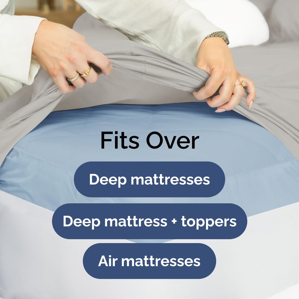Extra Deep King Sheet Set - 6 Piece Breathable & Cooling Sheets - Hotel Luxury Bedding Set with 18-24 Inch Extra Deep Pockets - Easy Fit - Super Soft, Wrinkle Free and Comfy - Light Grey, King Size