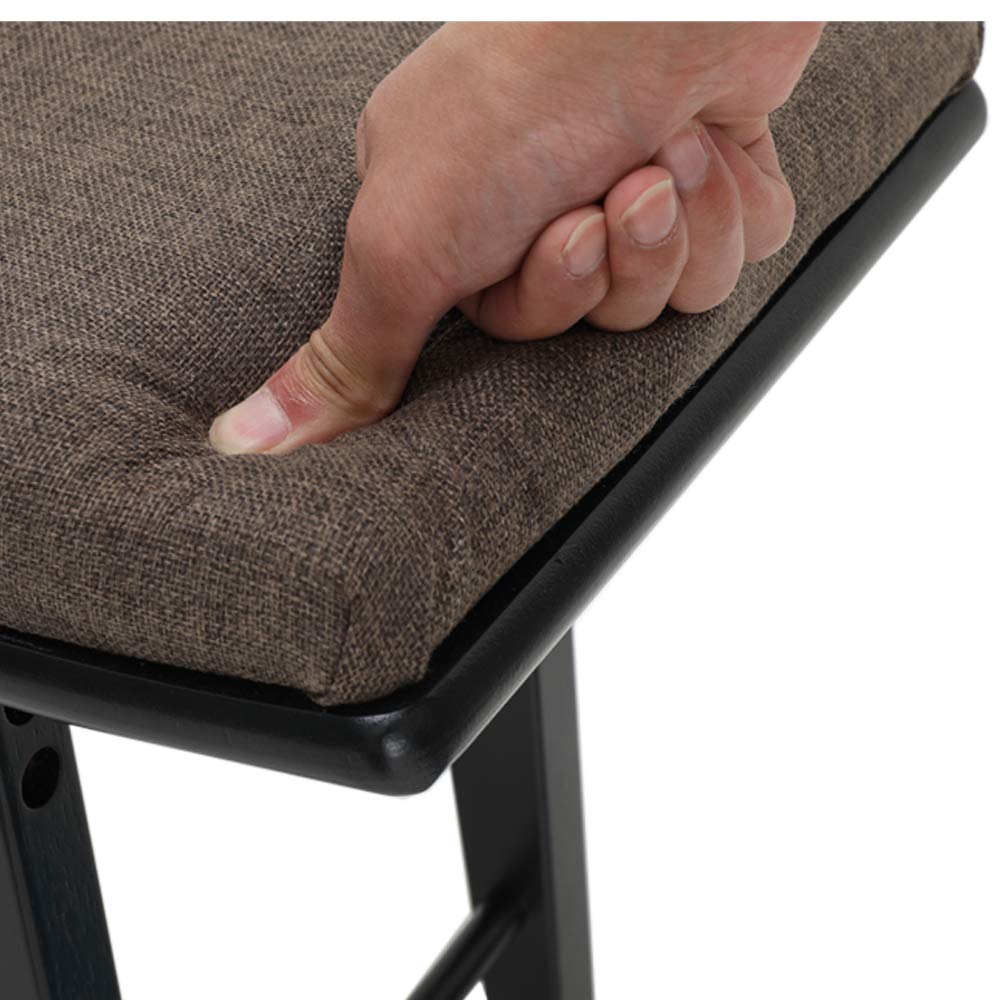 Iwell Vanity Stool with Rubberwood Leg, Makeup Bench with Concave Seat Surface, Vanity Bench, Padded Cushioned Chair, Piano Seat, Easy Assembly, Black
