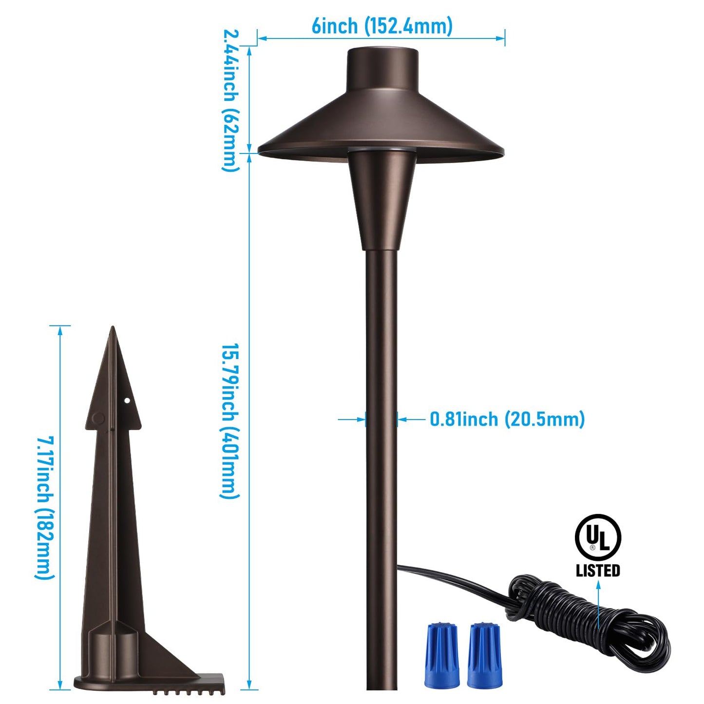 LEONLITE Update 5CCT Low Voltage Pathway Lights, 12-24V LED Landscape Path Light, 1800/2700/3000/4000/5000K, CRI90, IP65 Waterproof Landscape Lighting, Aluminum Housing, Oil Rubbed Bronze, Pack of 6