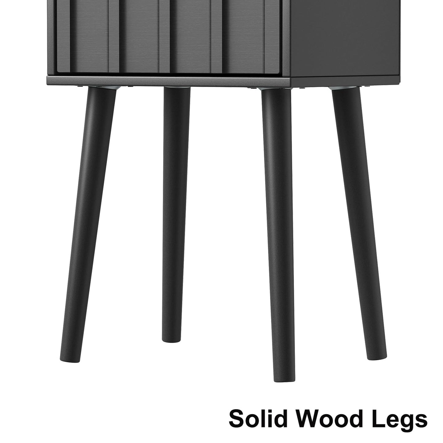 LAATOOREE Nightstand Set of 2, Small Bed Side Table with Arch Door, Mid-Century End Table with Wood Legs for Bedroom, Small Space (Black)
