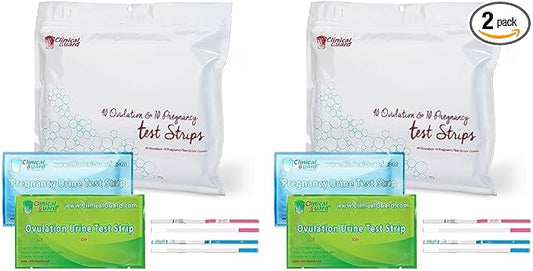 Clinical Guard 40 Ovulation Test Strips and 10 Early Pregnancy Test Strips Combo Rapid HCG Test Fertility Ovulation Predictor Kit (Pack of 2)