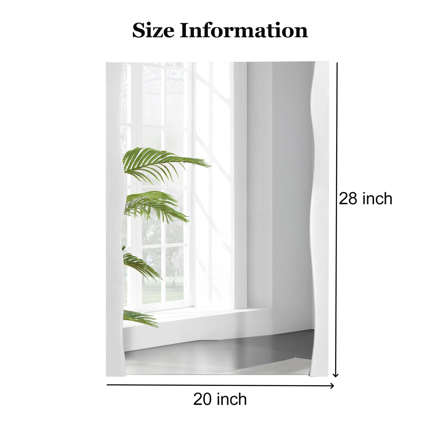 Tanmicoshomy White Bathroom Mirror 20x28 Inch, Asymmetrical Wood Framed Rectangle Wall Mirrors for Bedroom or Living Room, Vertical or Horizontal Hanging
