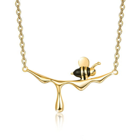 CUOKA MIRACLE Gold Bee Pendant 925 Sterling Silver Honey Bee Necklace Bumblebee Jewelry Birthday Gifts for Women