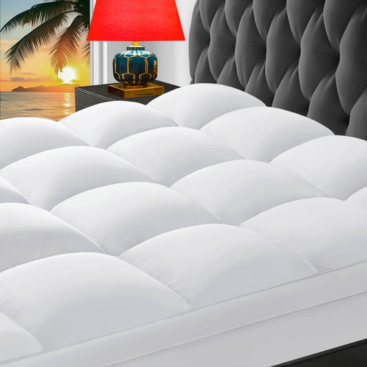 CHOKIT Queen Mattress Topper, Extra Thick Pillow Top Mattress Pad for Back Pain Relief, Cooling Bed Topper Mattress Cover with 8-21 Inch Deep Pocket