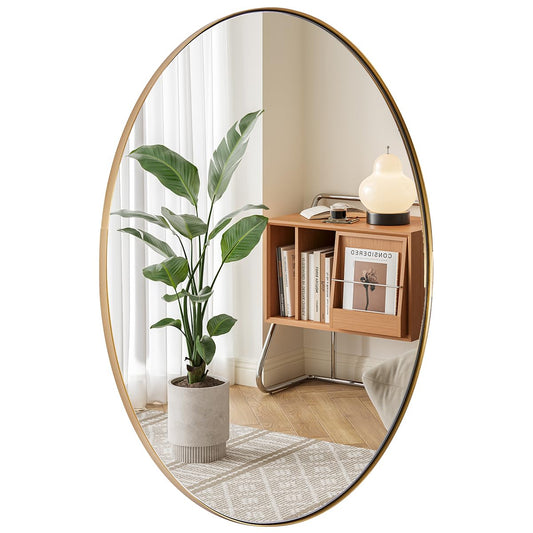 ANDY STAR Oval Gold Mirror, 22x30'' Brushed Gold Oval Mirror for Bathroom, Oval Wall Mirror for Btahroom Gold Vanity Mirror in Stainless Steel Frame Wall Mount Horizontal or Vertical