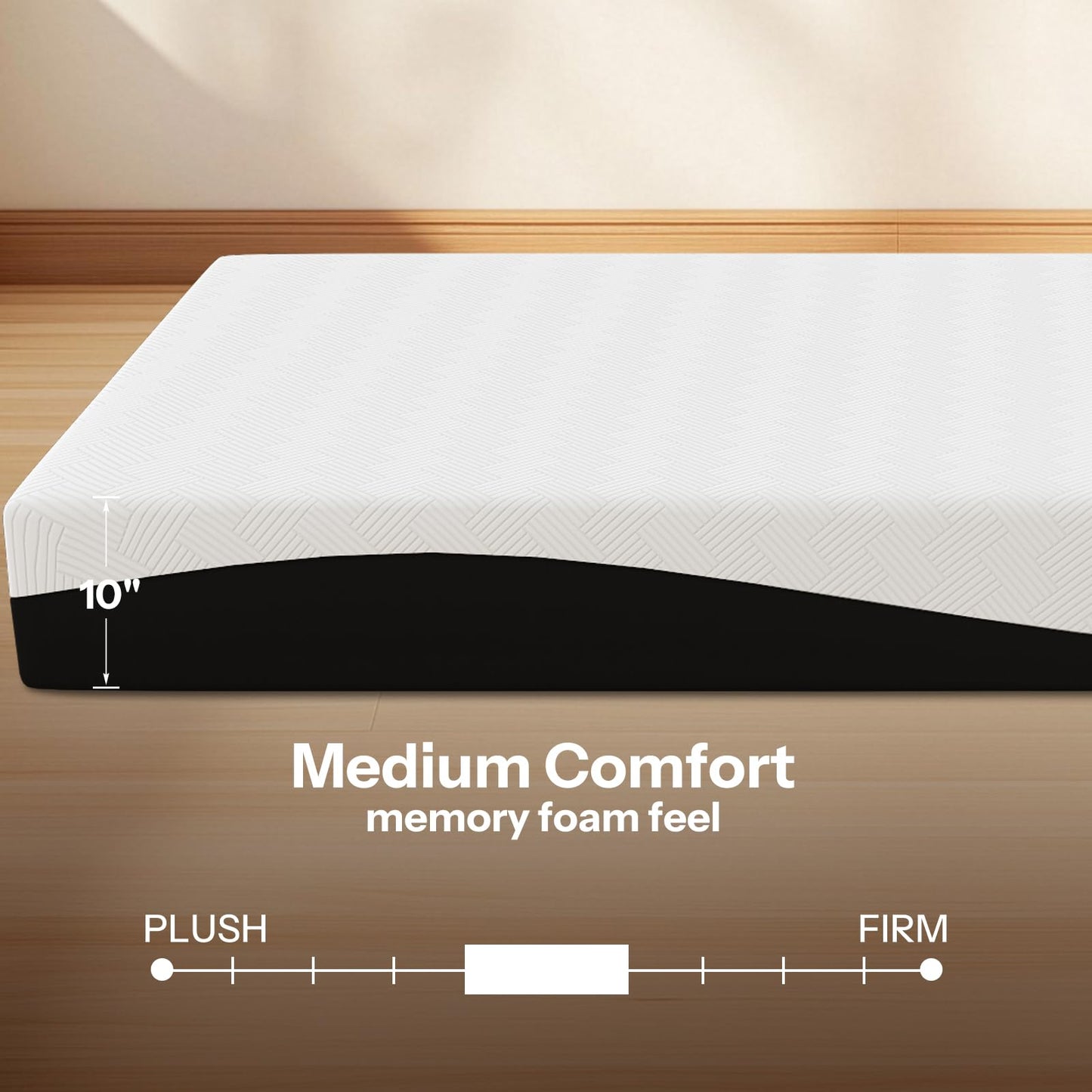 Life Balance Queen Size Mattress 10 Inch, Cooling Gel Memory Foam Mattress for Back Pain, Motion Isolation, Pressure Relief, Fiberglass Free, CertiPUR-US Certified, Medium Firm Mattress in a Box
