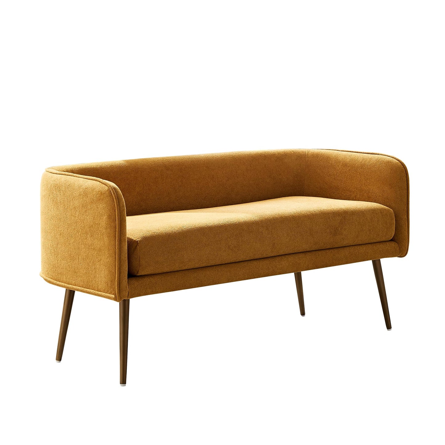 Forshare Bedroom Bench and Entryway Bench with Low backrest and armrests, Yellow Fabric,Inside Sturdy Metal Frame