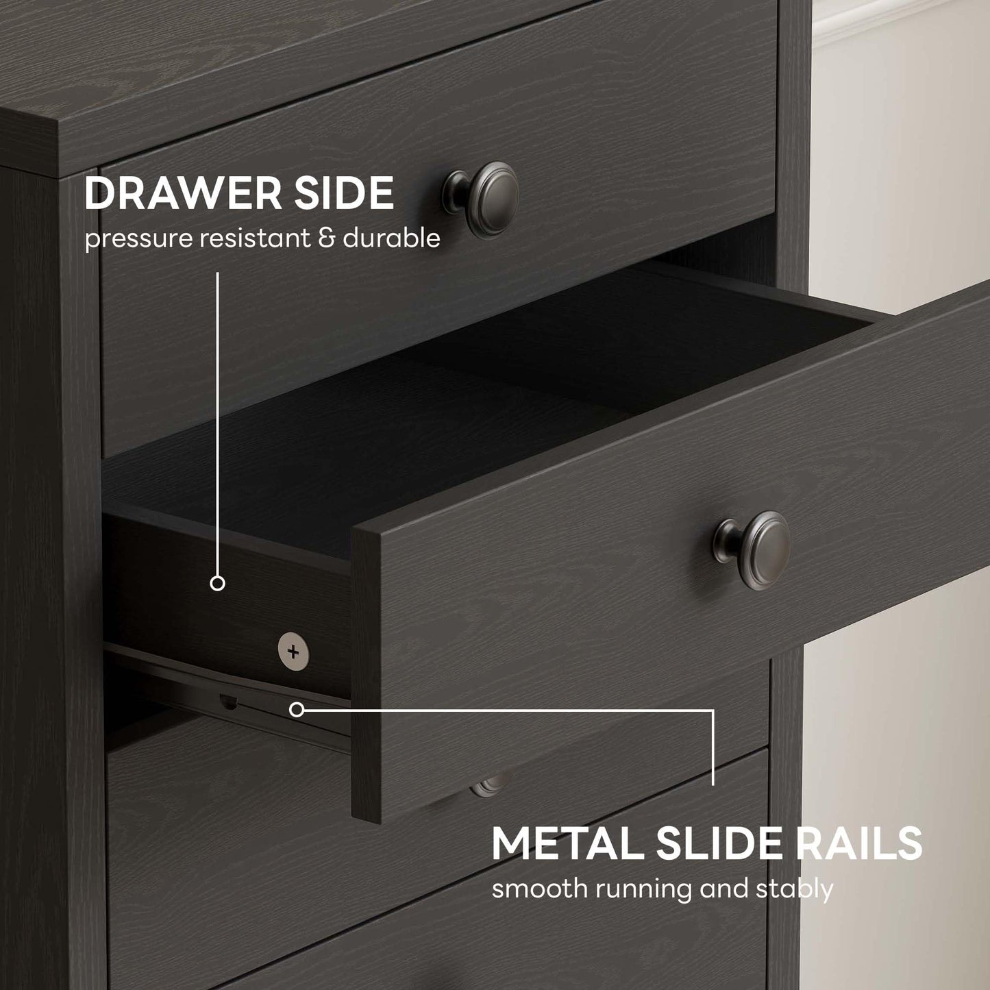 LIKIMIO 8 Drawer Dresser, Small Dressers with Storage Drawers, Chest of Drawers for Bedroom, Tall Narrow Dresser for Organizers, Black