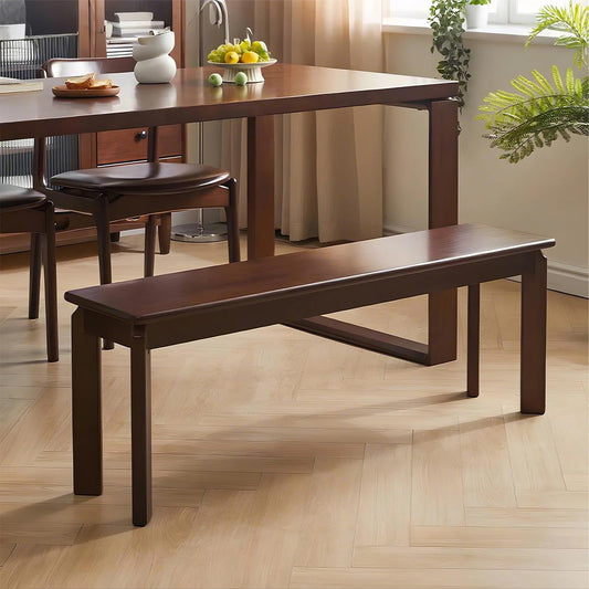 Cttasty Dining Bench, Solid Wood Bench with Wide Seat, Mid Century Modern Bench, End of The Bed Bench, 47.2" L x 11" W x 16.5" H(Walnut)