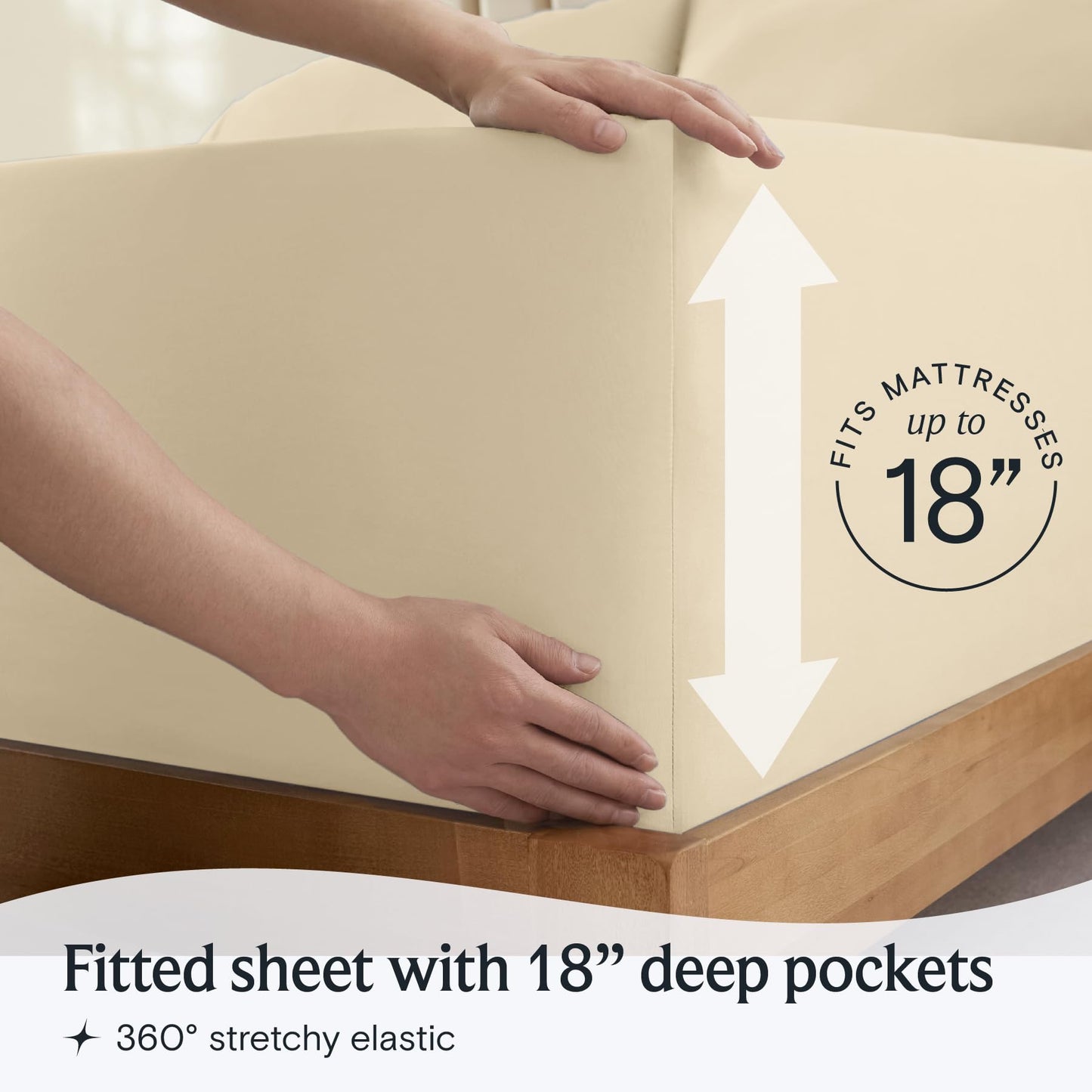 LuxClub 4 PC Full Size Sheet Set Deep Pockets 16" Wrinkle Free Cooling Sheets Machine Washable Hotel Bedding Silky Soft - Cream Full
