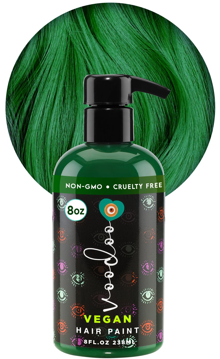VOODOO Green Hair Paint (Harmony Green) 8 Oz | Vegan Intermixable Temporary Hair Color | Cruelty-Free | Non-Drippy, Creamy, & Vibrant | Ammonia-Free Temporary Hair Color (8 Oz)