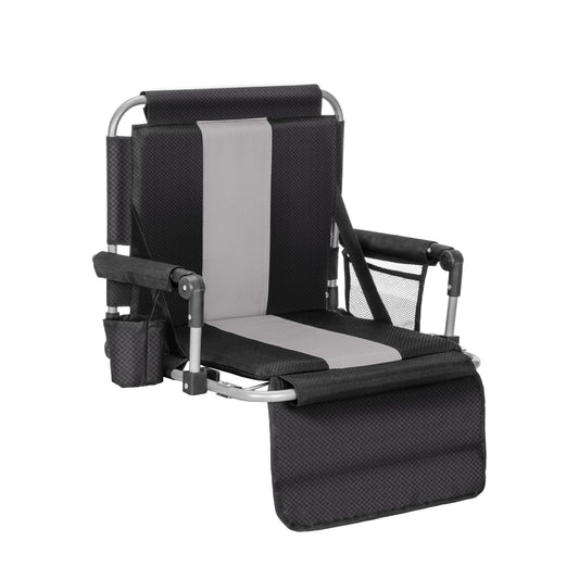 ALPHA CAMP Stadium Seat Chair for Bleachers with Back & Arm Rest (Black Grey)