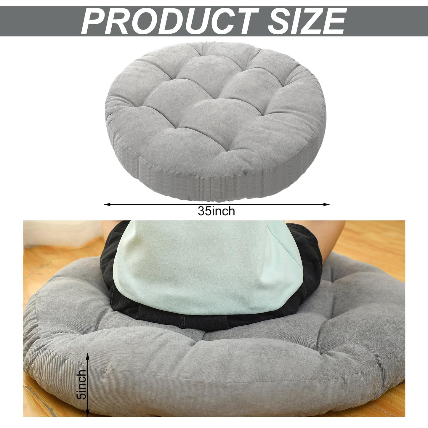 Funnymoom Large Floor Cushion Seating Round Floor Pillows Cushions for Kids Adults Oversized Playroom Pillows Reading Nook Big Pillow for Sitting Meditation Yoga Living Room Sofa Balcony