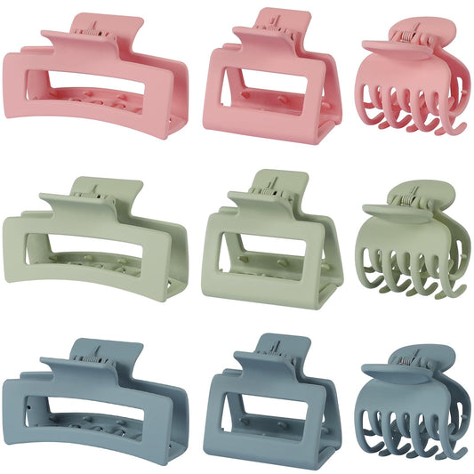 CHANDAT 3 Style Hair Accessories for Women: Medium Rectangle Clips for Thick Hair, Square Clips for Thin Hair - 9 pcs Colorful Set