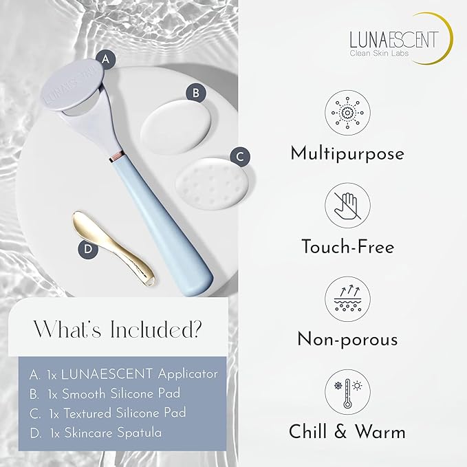 Serum Applicator for Face Meadow Green Reusable Skincare Applicator Serums, Oils, Medicated Ointments, Sunscreen, Makeup, Face Cream Applicator, Cooling & Warming Face Massager Tool by LUNAESCENT
