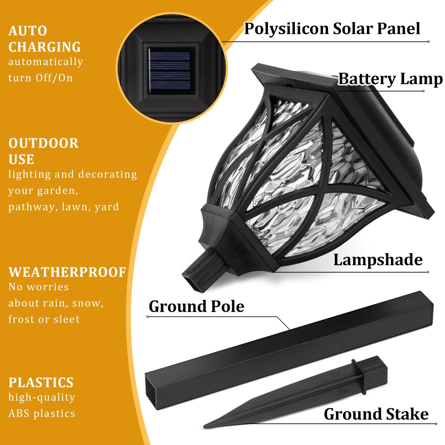 GIGALUMI Solar Lights Outdoor Waterproof, 6 Pack LED Solar Garden Lights, Outdoor Decorations, Garden Decor for Yard, Patio, Landscape, Planter, Walkway (Warm White)