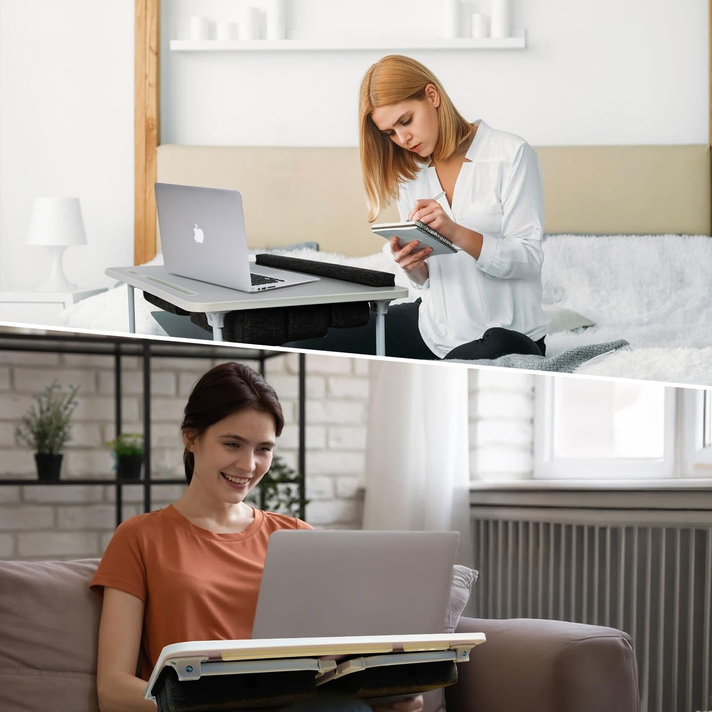 iXTRA Lap Desk for Laptop with Cushion,Folding Laptop Desk for Bed,Bed Desk,Portable Computer Lap Desk,23.62"*15.74",Grey