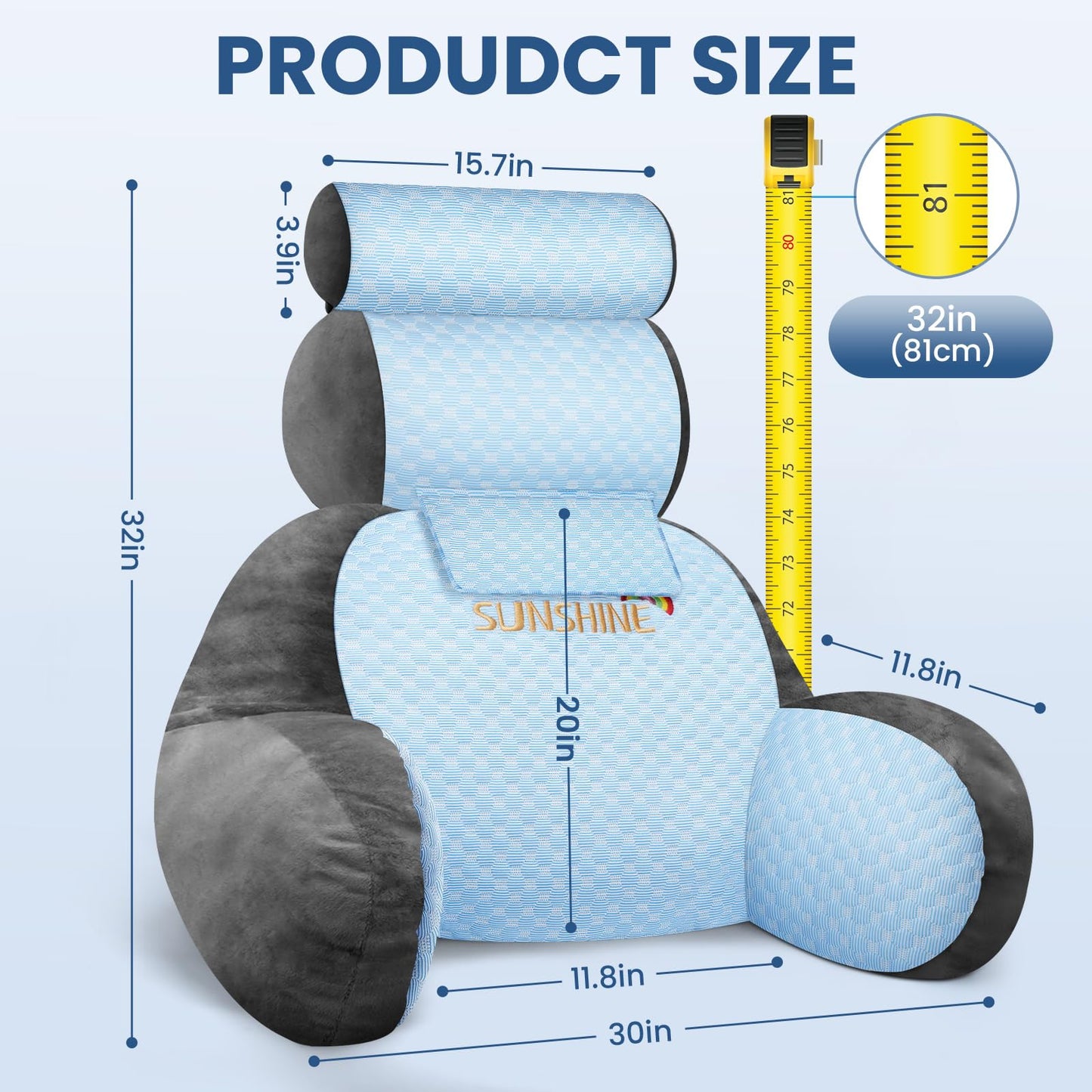 The Adjustable Large Back Pillow for Bed Sitting Up-Ergonomic Back, Neck, and Lumbar Support Pillow-Reading Pillow-Bed Pillow for Sitting Up - Perfect for Elderly, Pregnant Women, and Kids.