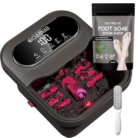 Collapsible Foot Spa with Heat, Bubble and Temp Control, Foot Bath Massager with XL Touch Screen and Massage Rollers, Foot Soaking Tub, Pedicure Foot spa for Stress Relief (Dark Grey)