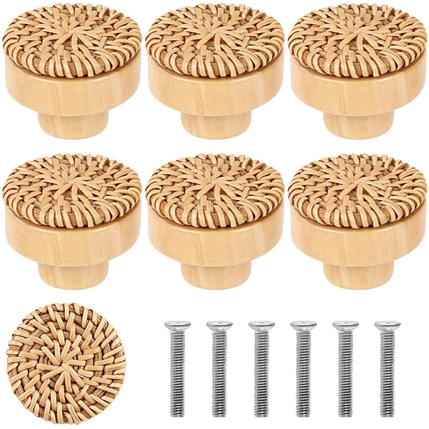 Rattan Knobs 22Pcs Vintage Rattan Handles - Furniture Cabinet/Dresser/Drawer Knobs for Cabinet