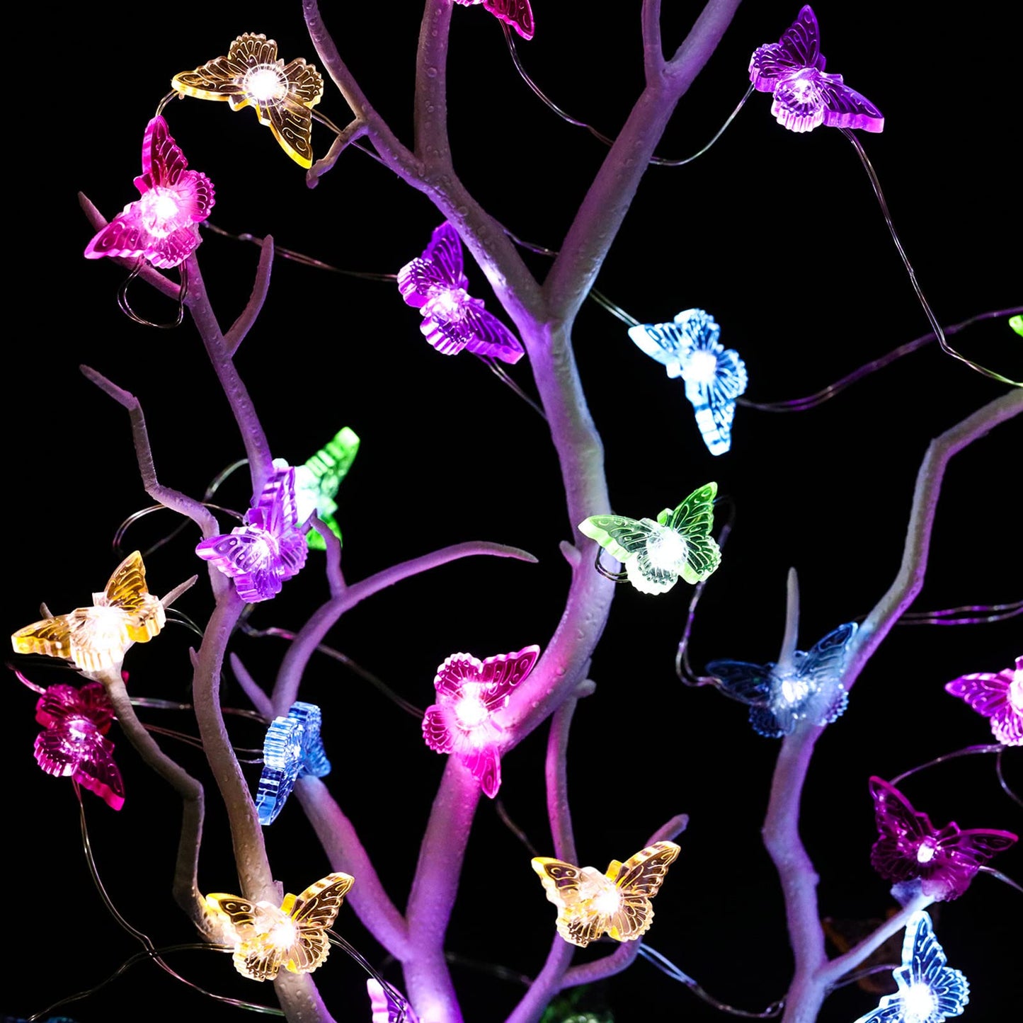Tuanse Butterfly String Lights, 10ft 40 LEDs Battery Operated 12 Modes Summer Fairy Light Decor with Remote and Timer for Bedroom Party Garden Wedding Decoration