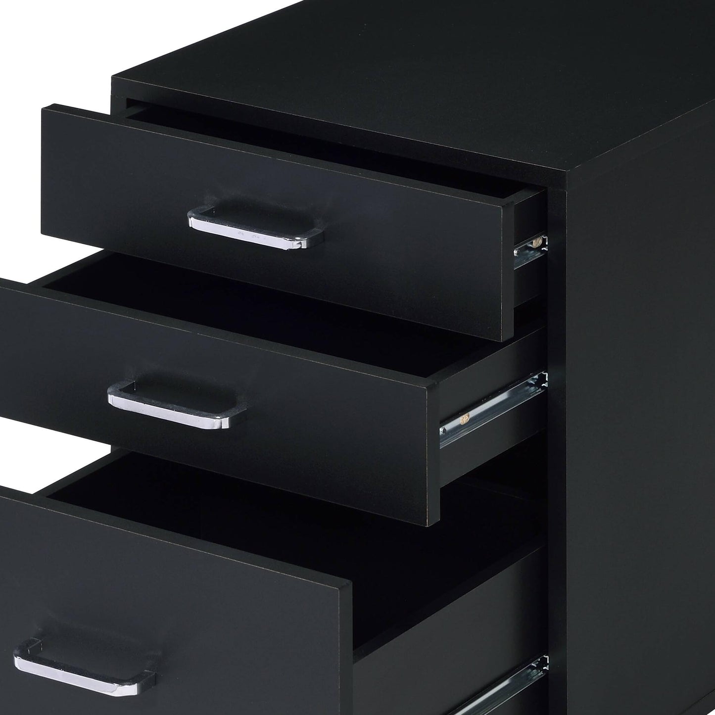 YINGCHAOJI File Cabinet, 3 Drawers Filing Cabinet for Home Office, with Wheels, for A4, Letter Sized Documents, Hanging File Folders (Black-2)