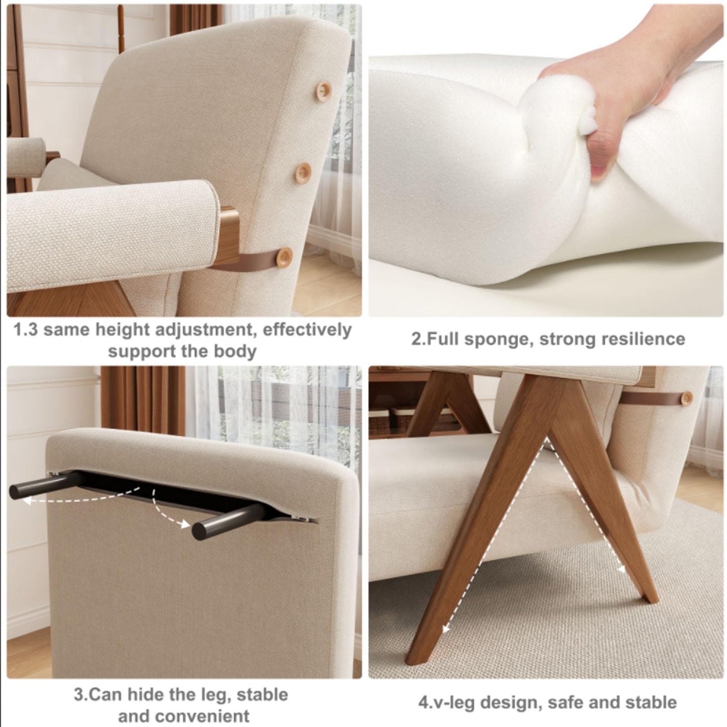 Convertible Sleeper Chair, 3-in-1 Single Sofa Bed for Adults，Pull Out Lounge Sleeper Chairs，Foldable with Adjustable Backrest (D31.8 x W21.3 x H31.8 inch(Beige))