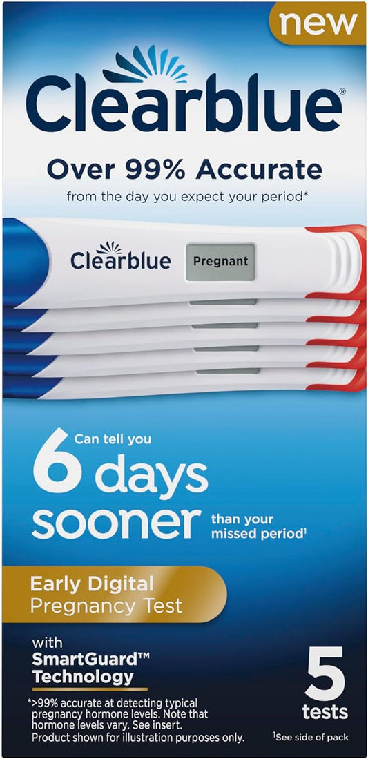 Clearblue Early Digital Pregnancy Test, Early Detection at Home Pregnancy Test, 5 Ct