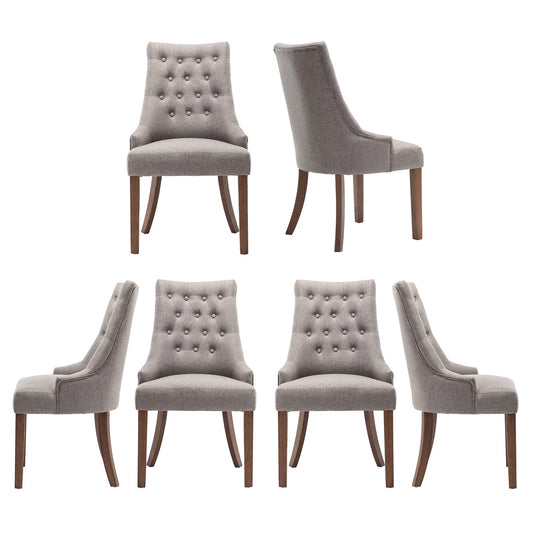 COLAMY Wingback Upholstered Dining Chairs Set of 6, Fabric Side Dining Room Chairs with Tufted Button, Living Room Chairs for Home Kitchen- Light Grey
