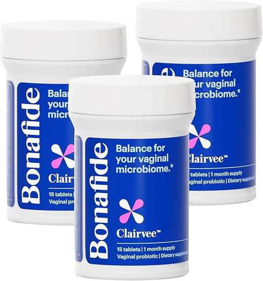 Clairvee by Bonafide. Vaginal Probiotic for Relief from Odor, Itching, & Discharge. — 3-Month Supply (45 Capsules)