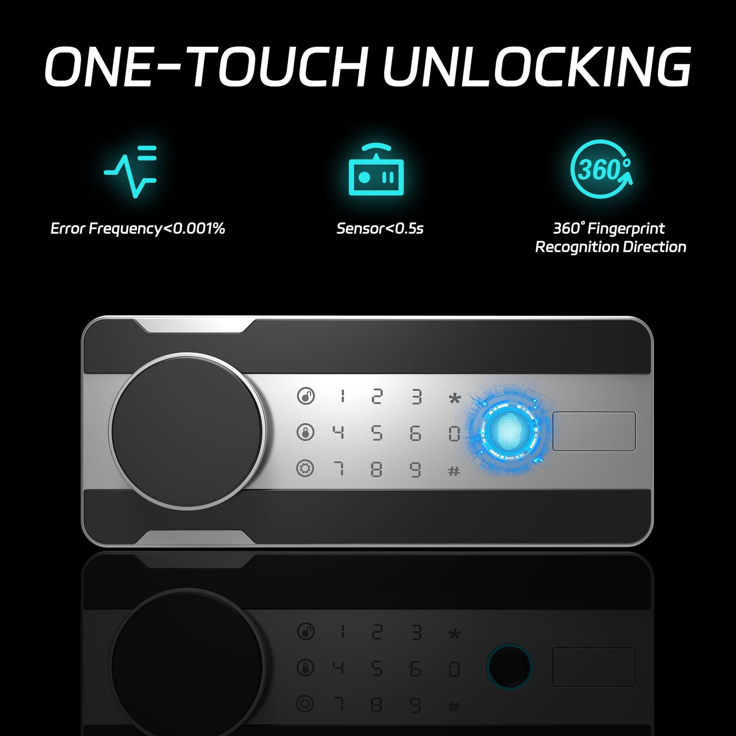 Reemoon Steel Security Safe Box with Electronic Keypad Lock, 0.8 Cubic Feet Home Biometric Safe Box for Secure Cash Jewelry Documents Valuables,Fingerprint Lock