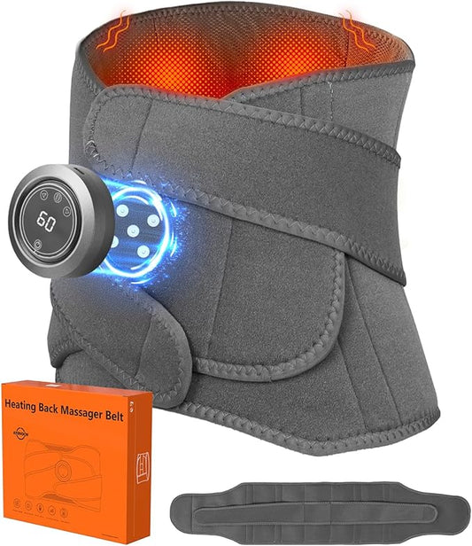 Cordless Heating Pad for Back Pain Relief Rechargeable Detachable 3000mAh, 47+35in Adjustable Back Massager with Heat 104-149℉ 3 Vibration, Heating Pad for Back with Lumbar Support, Gifts for Mom Dad