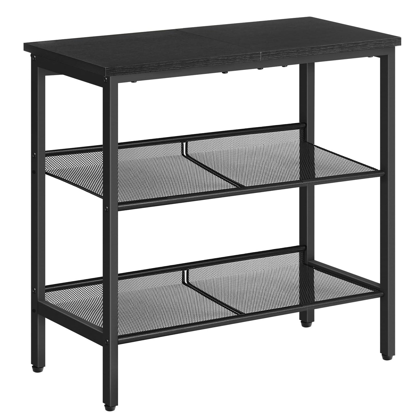 HOOBRO Black Side Table, 3-Tier Metal Side Table, Small Black Table with 2 Flat or Slant Adjustable Shelves for Small Spaces, Hallway, Living Room, Bedroom, Sturdy, Easy Assembly, Black BB23BZ01G1