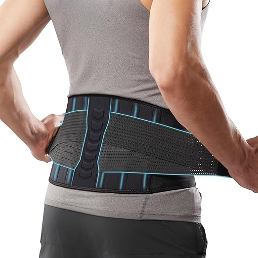 Copper-Infused Back Support Brace – Lightweight, Breathable Lumbar Belt with 6 Flexible Nylon Stays and Dual Adjustable Straps for Lower Back Pain Relief, Muscle Spasms, Strains, Arthritis, and Sciatica – Suitable for Men and Women (X-Large)