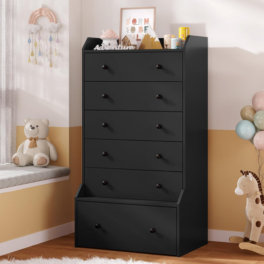 ADORNEVE 6 Drawer Dresser for Bedroom,55.1" Tall Black Chest of Drawers,Large Modern Vertical Dresser for Living Room,Hallway, Closet