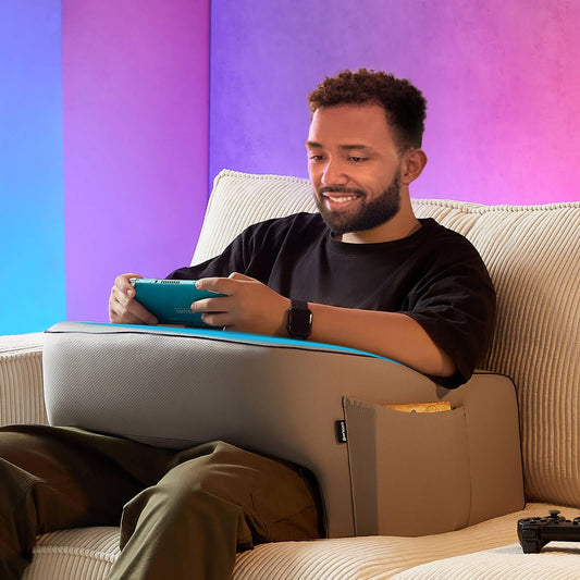 cooloo8 Reading Pillow for Gaming, Extra Large Laptop Pillow for Adult, Memory Foam Lap Desk Gaming Pillow for Reading, Working, Playing Steam Deck Switch or Sitting in Bed Floor Sofa(Grey)