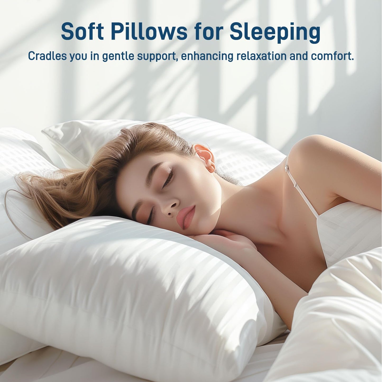 Ankwos Hypoallergenic Side Sleeper Pillows Queen/Standard Size Set of 2 - Soft and Cooling - Hotel Quality Soft Pillows with Cotton Cover Down Alternative Filling,Oeko-TEX Certified