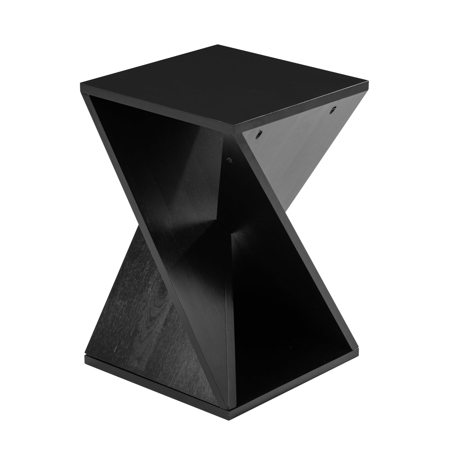 COZAYH Farmhouse End Table Square Solid Wood Pedestal Side Table Rustic Plant Stand with Twisted Design for Living Room, Bedroom, Office, Black