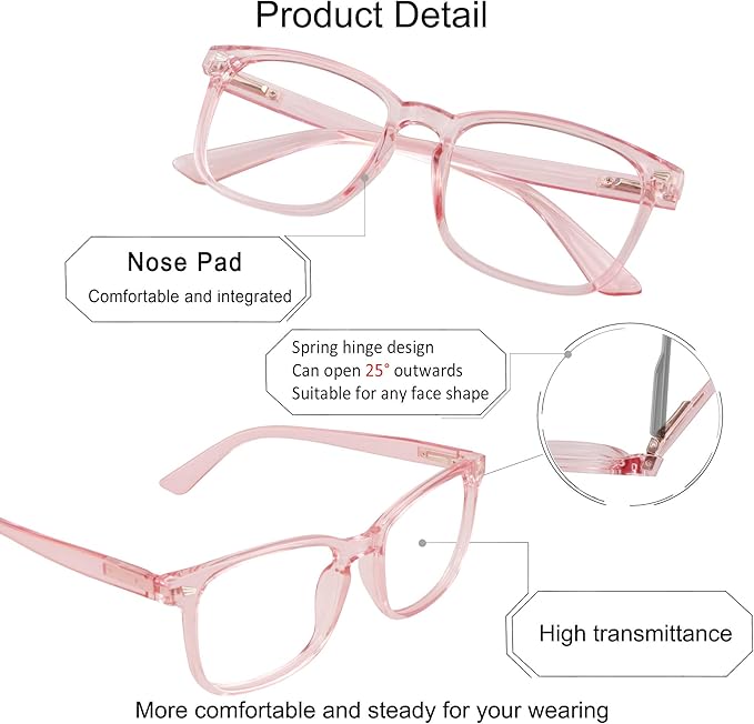 YEIN Bifocal Reading Glasses with Blue Light Blocking Lenses, Bifocal Reader for Women, Vintage Square frame with Spring Hinge (+0.75/+3.50 magnification)