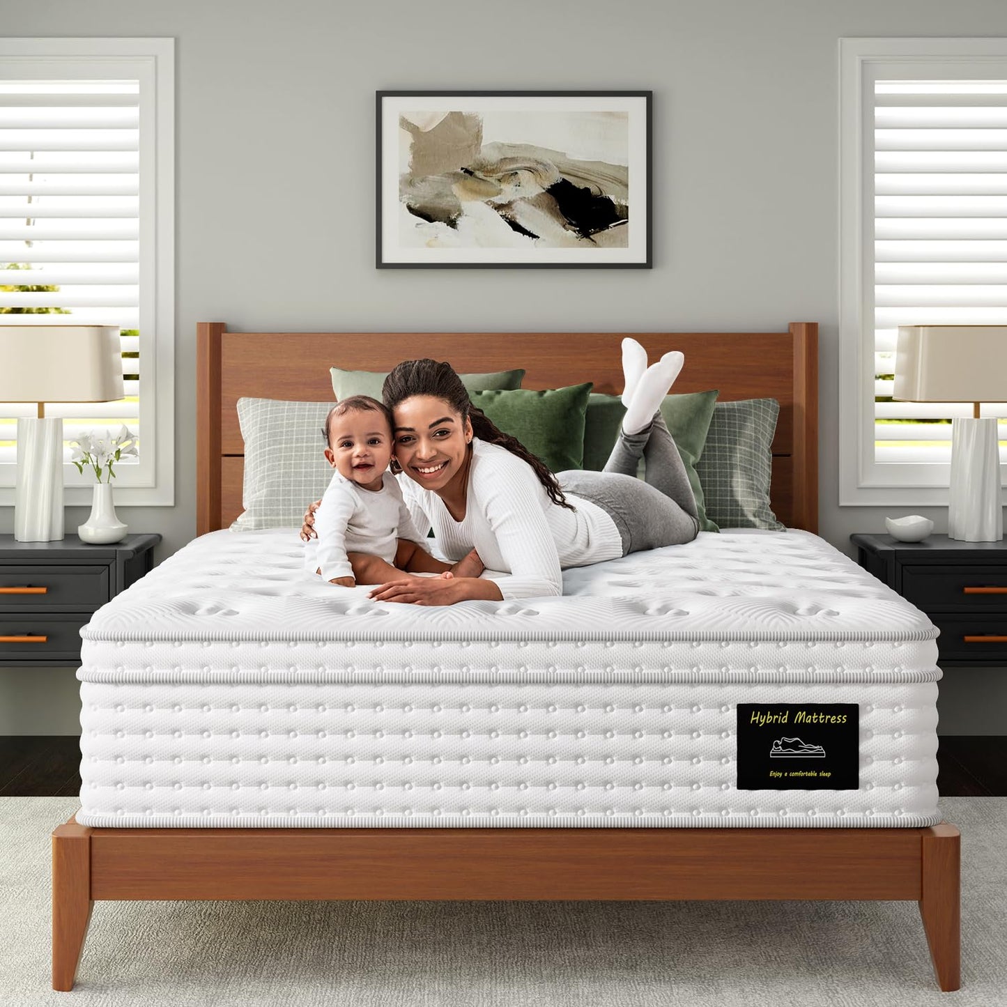 Firm Mattress Queen Size 12 Inch - Cooling Hybrid Mattress in a Box with Individual Pocket Spring for Extra Back&Lumbar Support, Adjustable Bed Compatible, 365-Nights Trial,Fiberglass-Free,CertiPUR-US